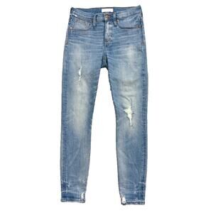 Madewell 9" High-Rise Skinny Jeans Destructed-Hem Cliff Wash Super Stretch 26